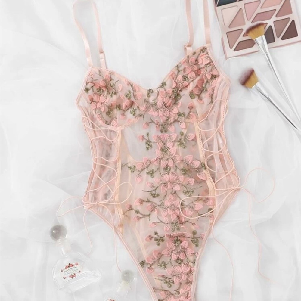 Pink floral teddy